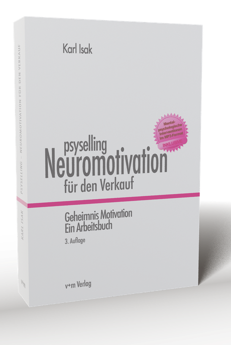Das Buch psyselling — Neuromotivation für den Verkauf, 3. Auflage, aufgestellt mit sichtbarem Buchrücken